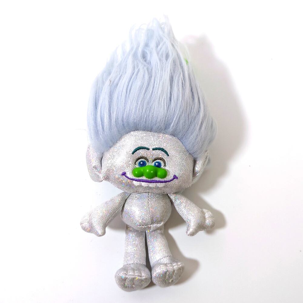 Dreamworks Trolls Plush Guy Diamond Sparkling Plush Figure Back Pack Clip 6"